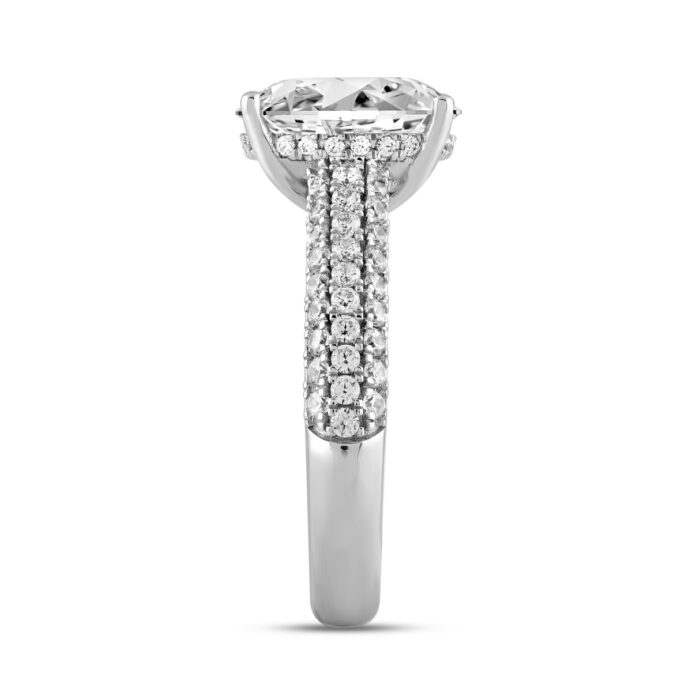 LADIES RING 3 3/4CT ROUND/OVAL DIAMOND 14K WHITE GOLD (CENTER STONE OVAL DIAMOND 3CT ) - Image 3