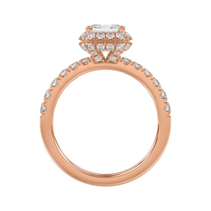 LADIES RING 4.00CT ROUND/EMERALD DIAMOND 14K ROSE GOLD (CENTER STONE EMERALD DIAMOND 3.00CT) - Image 5
