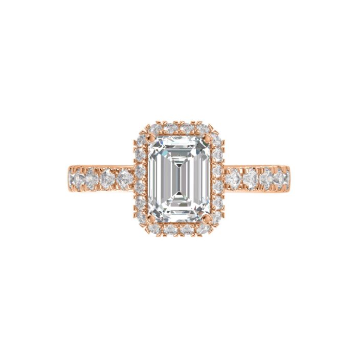 LADIES RING 4.00CT ROUND/EMERALD DIAMOND 14K ROSE GOLD (CENTER STONE EMERALD DIAMOND 3.00CT) - Image 2