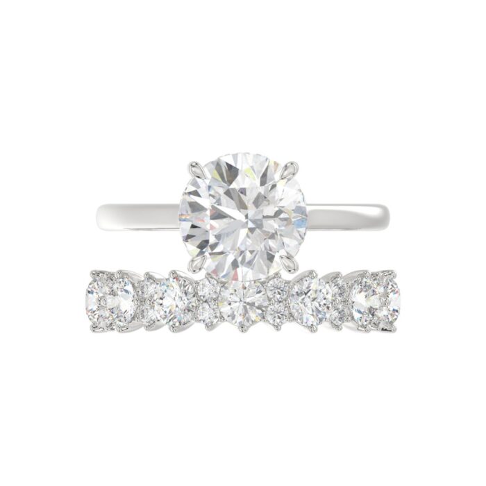 14K WHITE GOLD 4 3/8CT ROUND DIAMOND LADIES BRIDAL SET (CENTER STONE ROUND DIAMOND 3.00CT) - Image 5