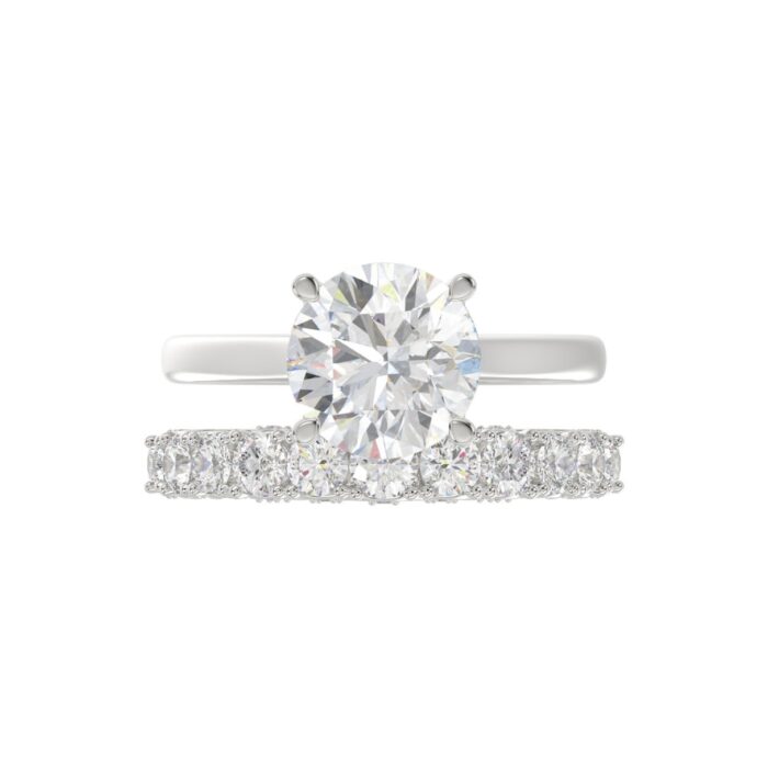 14K WHITE GOLD 4.00CT ROUND DIAMOND LADIES BRIDAL SET (CENTER STONE ROUND DIAMOND 3.00CT) - Image 5