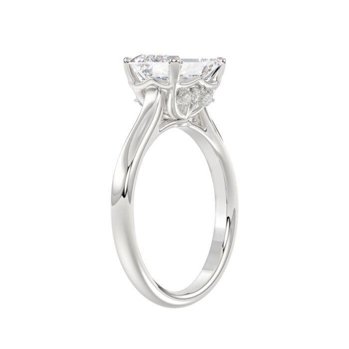 LADIES BRIDAL SET 3 1/2CT ROUND/EMERALD DIAMOND 14K WHITE GOLD (CENTER STONE EMERALD DIAMOND 2.00CT) - Image 2