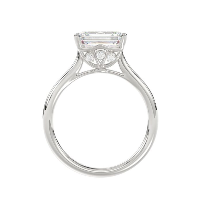 LADIES BRIDAL SET 3 1/2CT ROUND/EMERALD DIAMOND 14K WHITE GOLD (CENTER STONE EMERALD DIAMOND 2.00CT) - Image 3