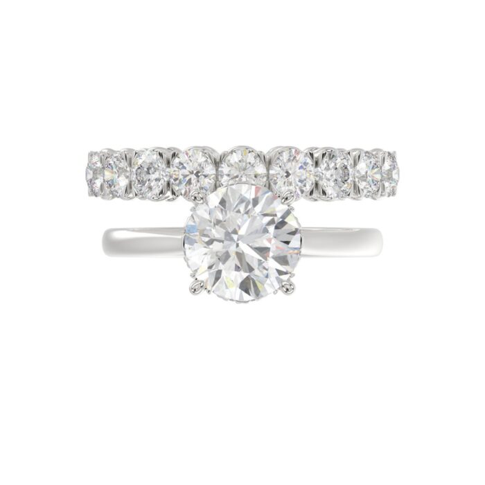 LADIES BRIDAL SET 4 1/10CT ROUND DIAMOND 14K WHITE GOLD (CENTER STONE ROUND DIAMOND 2 1/2CT) - Image 5