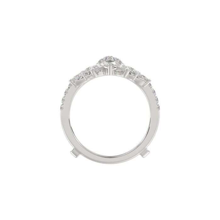 LADIES ENHANCERS RING 2 1/4CT ROUND/PEAR/MARQUISE DIAMOND 14K WHITE GOLD - Image 2