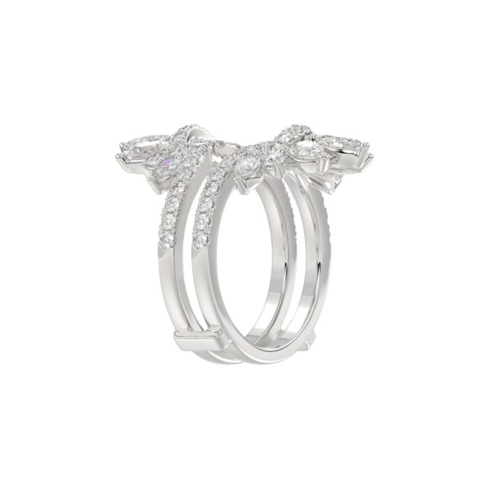 LADIES ENHANCERS RING 2 1/4CT ROUND/PEAR/MARQUISE DIAMOND 14K WHITE GOLD - Image 3