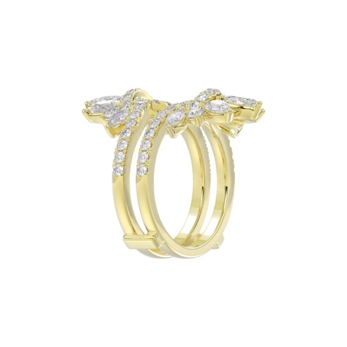 LADIES ENHANCERS RING 2 1/4CT ROUND/PEAR/MARQUISE DIAMOND 14K YELLOW GOLD - Image 3