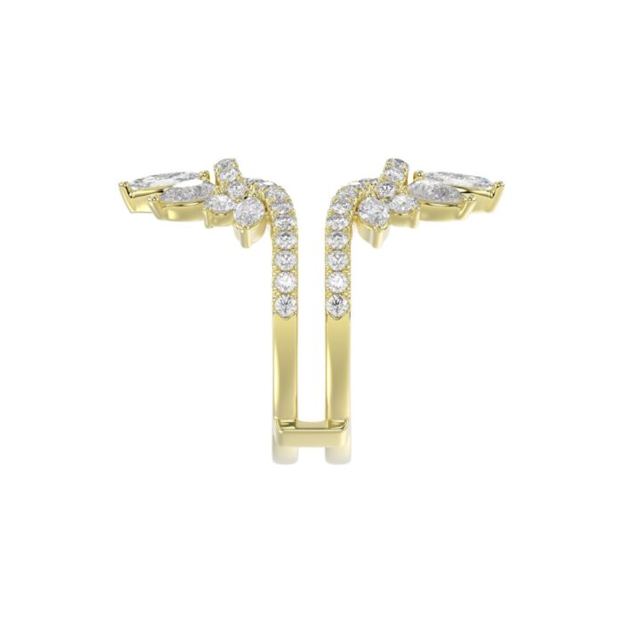 LADIES ENHANCERS RING 2 1/4CT ROUND/PEAR/MARQUISE DIAMOND 14K YELLOW GOLD - Image 4