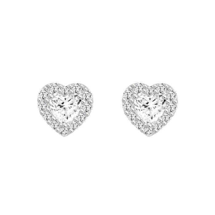 14K WHITE GOLD1 3/8CT ROUND / HEART DIAMOND LADIES EARRINGS (CENTER STONE HEART DIAMOND 1CT ) - Image 1