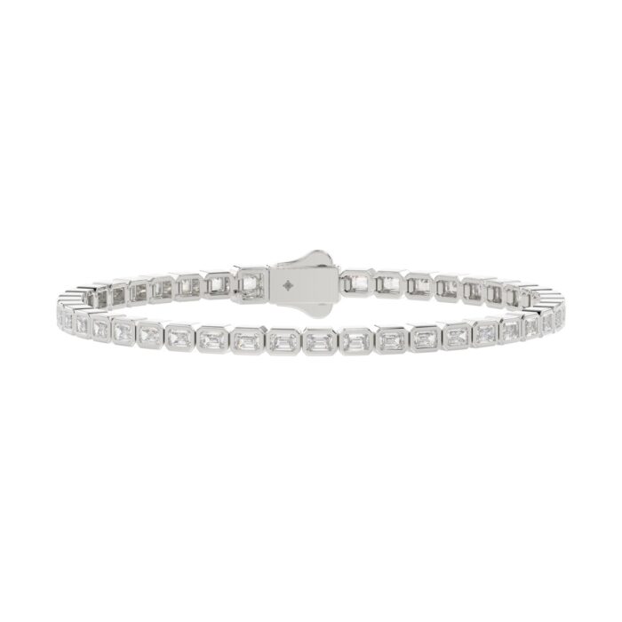 LADIES BRACELET 5.00CT EMERALD DIAMOND 14K WHITE GOLD - Image 1