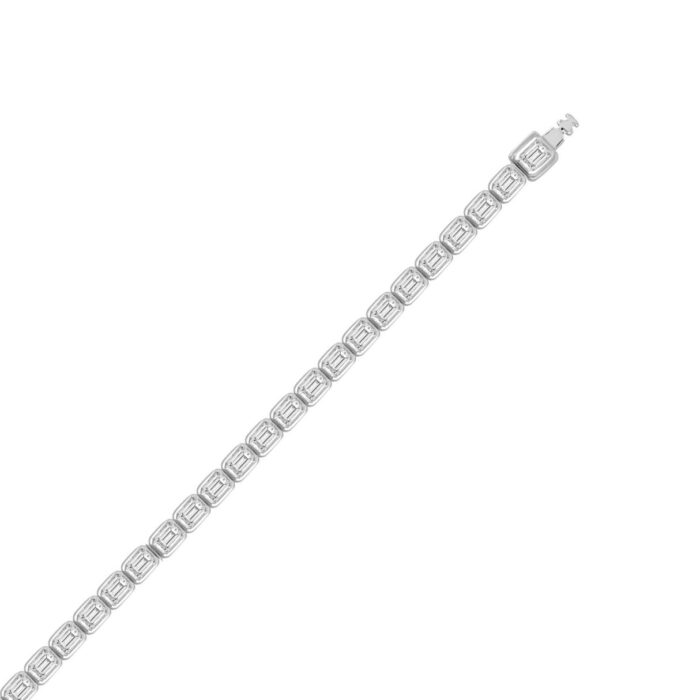 LADIES BRACELET 5.00CT EMERALD DIAMOND 14K WHITE GOLD - Image 2