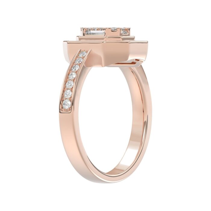 LADIES RING 3/4CT ROUND/BAGUETTE/PRINCESS TRAPEZOID RUBY DIAMOND 14K ROSE GOLD - Image 2