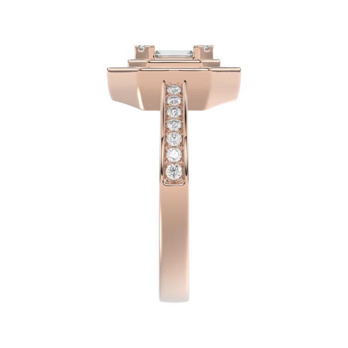 LADIES RING 3/4CT ROUND/BAGUETTE/PRINCESS TRAPEZOID RUBY DIAMOND 14K ROSE GOLD - Image 4