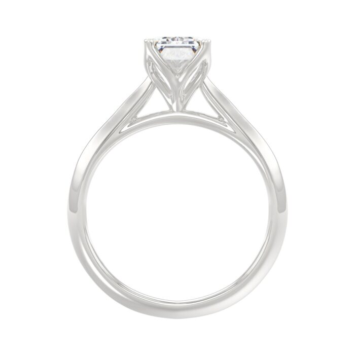 LADIES SOLITAIRE RING 2CT EMERALD DIAMOND 14K WHITE GOLD - Image 2