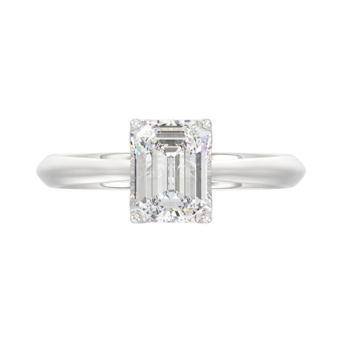 LADIES SOLITAIRE RING 2CT EMERALD DIAMOND 14K WHITE GOLD - Image 5