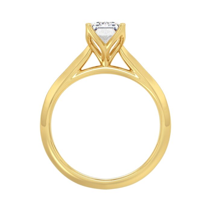 LADIES SOLITAIRE RING 2CT EMERALD DIAMOND 14K YELLOW GOLD - Image 2