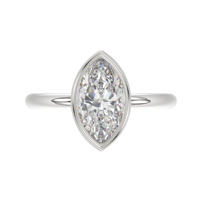 LADIES SOLITAIRE RING 2CT MARQUISE DIAMOND 14K WHITE GOLD (CENTER STONE MARQUISE DIAMOND 2CT ) - Image 5