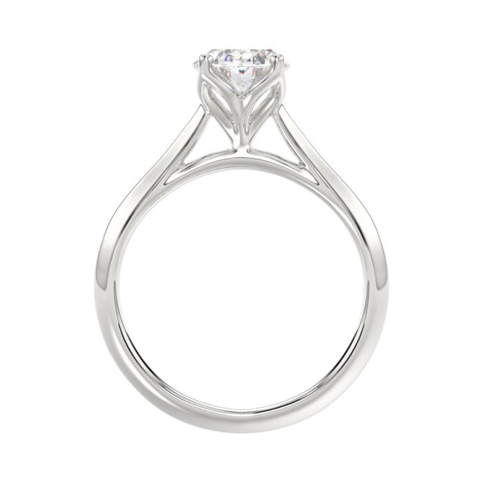 LADIES SOLITAIRE RING 2CT OVAL DIAMOND 14K WHITE GOLD - Image 2