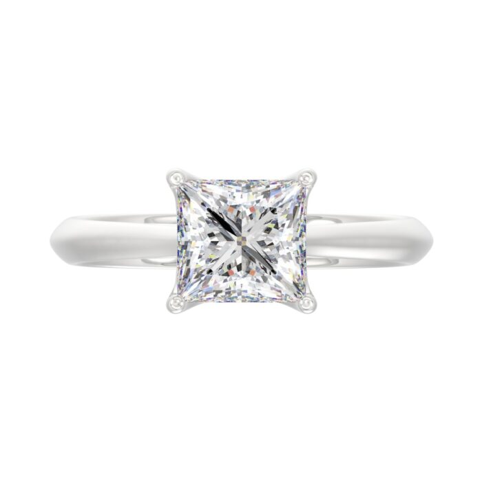 LADIES SOLITAIRE RING 2CT PRINCESS DIAMOND 14K WHITE GOLD - Image 5