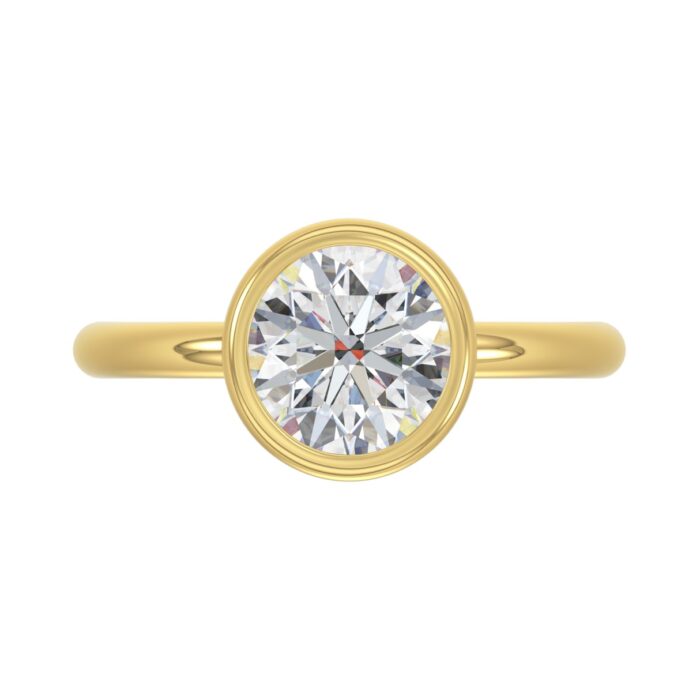 LADIES SOLITAIRE RING 2CT ROUND DIAMOND 14K YELLOW GOLD (CENTER STONE ROUND DIAMOND 2CT ) - Image 5