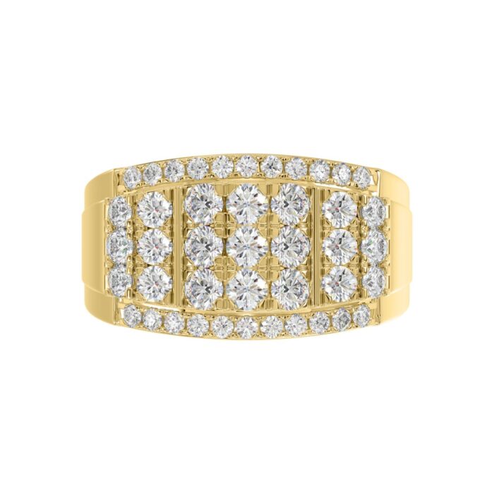 MEN'S RING 2.00CT ROUND DIAMOND 14K YELLOW GOLD - Image 5