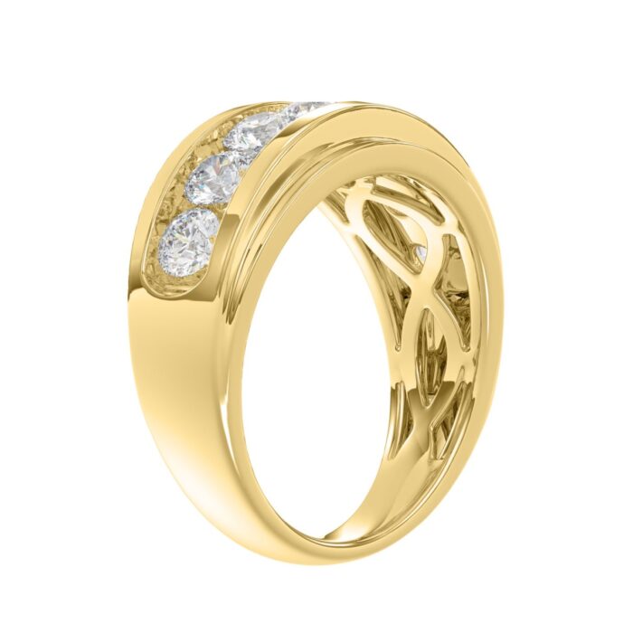 Elegant 14K Yellow Gold 2.00Ct Men's Round Cut Lab Grown Diamond Band - Image 3