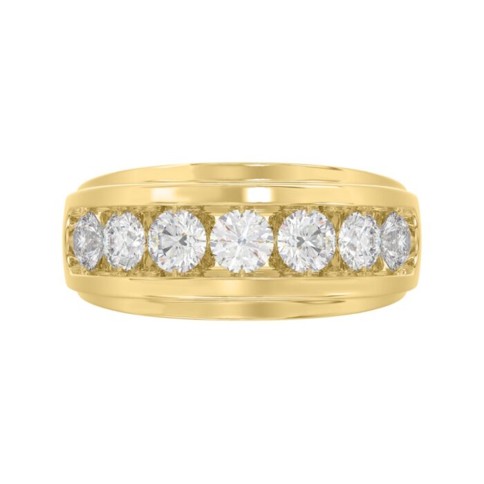Elegant 14K Yellow Gold 2.00Ct Men's Round Cut Lab Grown Diamond Band - Image 5