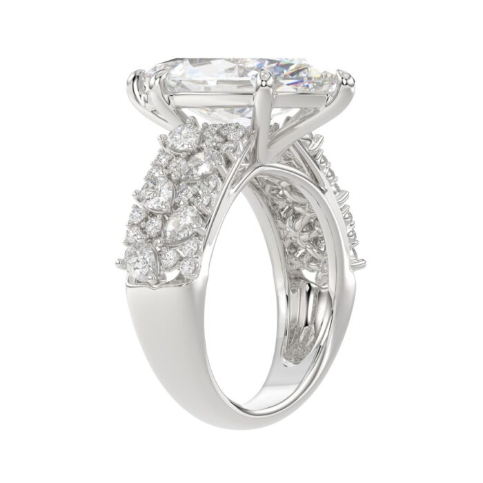 Luxury 14K White Gold Diamond Ring 6 1/4Ct Marquise Center Stone With Pear & Round Diamonds, Women Fashion Engagement Ring (Color F-G -Clarity Vs1 - Image 2