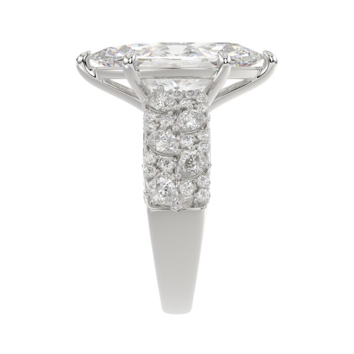 Luxury 14K White Gold Diamond Ring 6 1/4Ct Marquise Center Stone With Pear & Round Diamonds, Women Fashion Engagement Ring (Color F-G -Clarity Vs1 - Image 4
