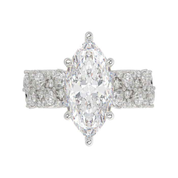 Luxury 14K White Gold Diamond Ring 6 1/4Ct Marquise Center Stone With Pear & Round Diamonds, Women Fashion Engagement Ring (Color F-G -Clarity Vs1 - Image 5