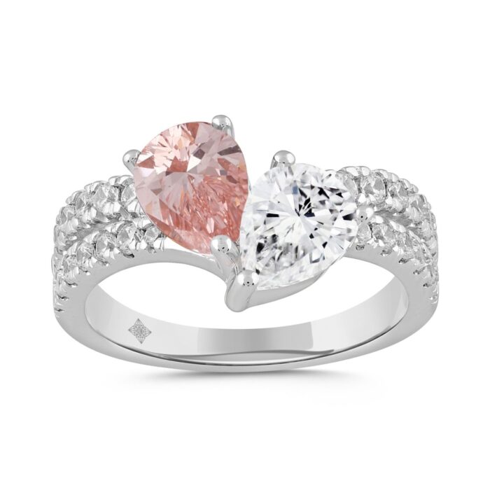 20890791_EC-112675WR-1214x1214.jpg ETERNAL BLUSH COLLECTION 14K WHITE/ROSE GOLD 2.00CT ROUND/PINK PEAR DIAMOND LADIES RING (CENTER STONE PINK PEAR DIAMOND 3/4CT) - Image 1