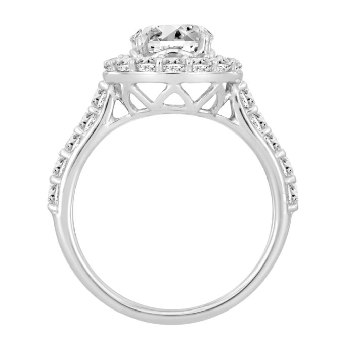 14K White Gold 2 1/2Ct Round Lab Grown Diamond Halo Engagement Ring 1 1/2Ct Round Center Stone (Color F-G Clarity Vs1/Vs2) - Image 3