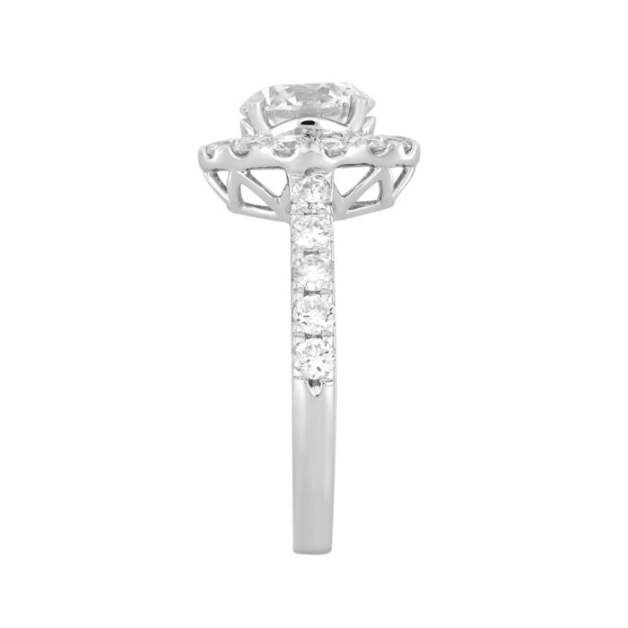 14K White Gold 2 1/2Ct Round Lab Grown Diamond Halo Engagement Ring 1 1/2Ct Round Center Stone (Color F-G Clarity Vs1/Vs2) - Image 2