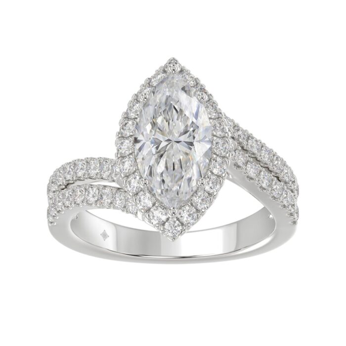 20890796_EC-120310W-1214x1214.jpg 14K WHITE GOLD 2 3/4CT ROUND/MARQUISE DIAMOND LADIES RING (CENTER STONE MARQUISE DIAMOND 2CT) - Image 1