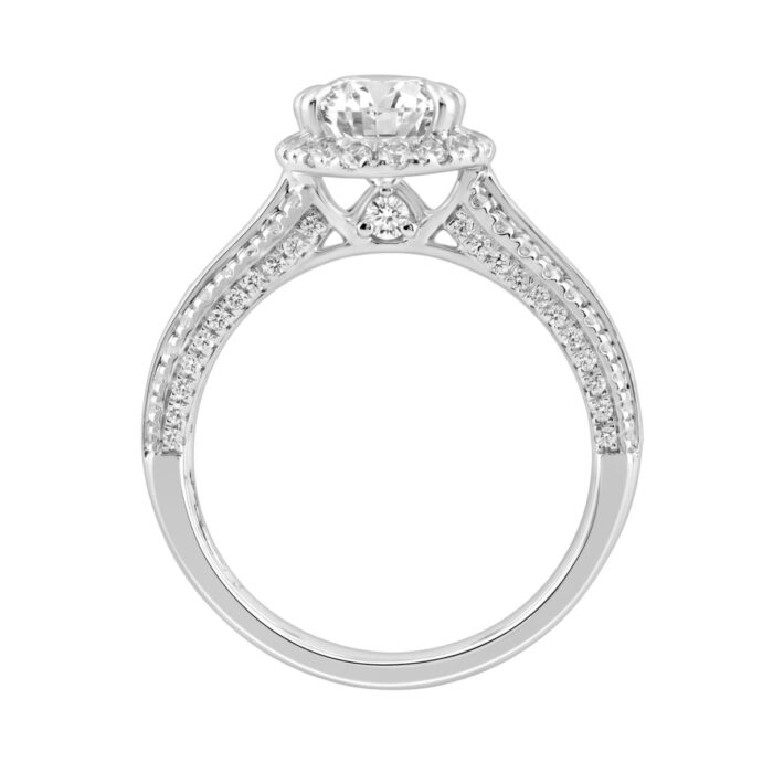 14K White Gold 3.00 Ct Diamond Halo Engagement Ring For Women Elongated 2Ct Pear Cut Center Stone With Round & Baguette Side Stones, Luxury Bridal Rin - Image 2
