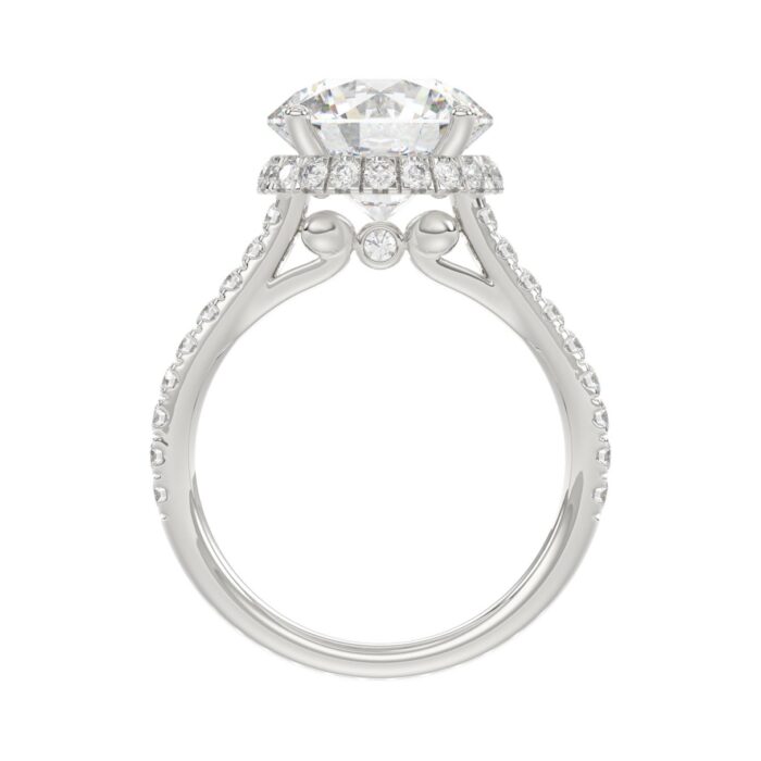 14K WHITE GOLD 4 1/2CT ROUND DIAMOND LADIES RING (CENTER STONE ROUND DIAMOND 4CT) - Image 3