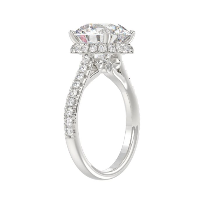 14K WHITE GOLD 4 1/2CT ROUND DIAMOND LADIES RING (CENTER STONE ROUND DIAMOND 4CT) - Image 2