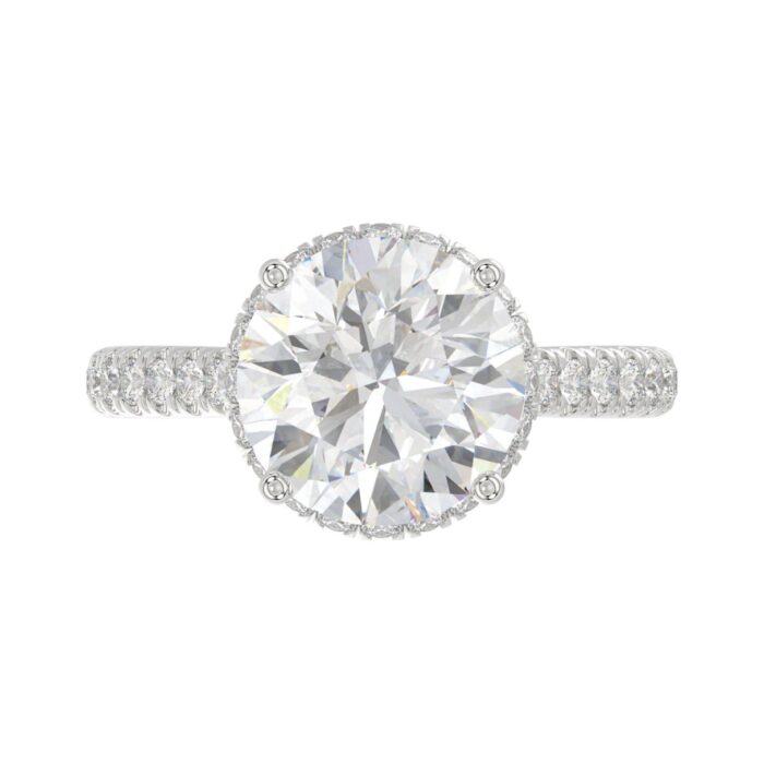 14K WHITE GOLD 4 1/2CT ROUND DIAMOND LADIES RING (CENTER STONE ROUND DIAMOND 4CT) - Image 5