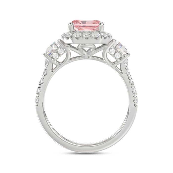 14K WHITE GOLD 4 1/4CT ROUND/RADIANT/TRAPEZOID DIAMOND LADIES RING (CENTER STONE PINK RADIANT DIAMOND 3.00CT) - Image 5
