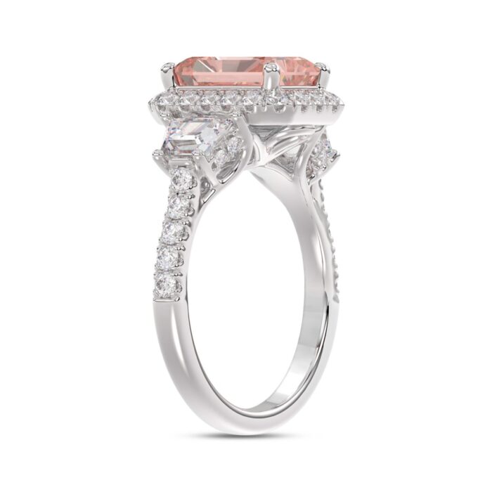 14K WHITE GOLD 4 1/4CT ROUND/RADIANT/TRAPEZOID DIAMOND LADIES RING (CENTER STONE PINK RADIANT DIAMOND 3.00CT) - Image 4