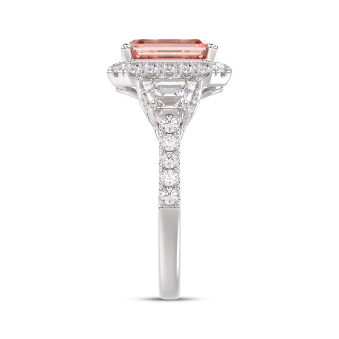 14K WHITE GOLD 4 1/4CT ROUND/RADIANT/TRAPEZOID DIAMOND LADIES RING (CENTER STONE PINK RADIANT DIAMOND 3.00CT) - Image 3