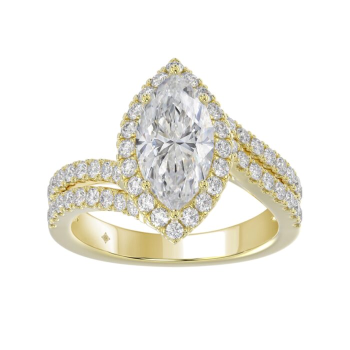 20890804_EC-120310Y-1214x1214.jpg 14K YELLOW GOLD 2 3/4CT ROUND/MARQUISE DIAMOND LADIES RING (CENTER STONE MARQUISE DIAMOND 2CT) - Image 1