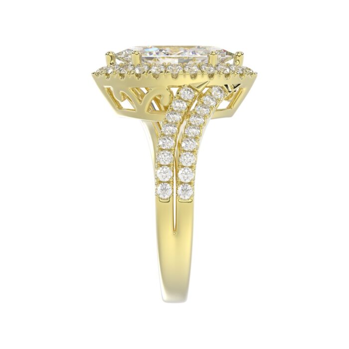 14K YELLOW GOLD 2 3/4CT ROUND/MARQUISE DIAMOND LADIES RING (CENTER STONE MARQUISE DIAMOND 2CT) - Image 4