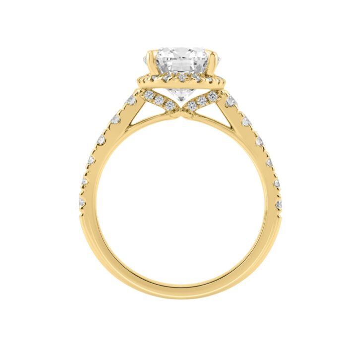 14K Yellow Gold 4 3/4Ct Oval Cut Lab-Grown Diamond Engagement Ring With Hidden Halo Round & Oval Bridal Ring Set For Women 4Ct Oval Center Stone ( - Image 3