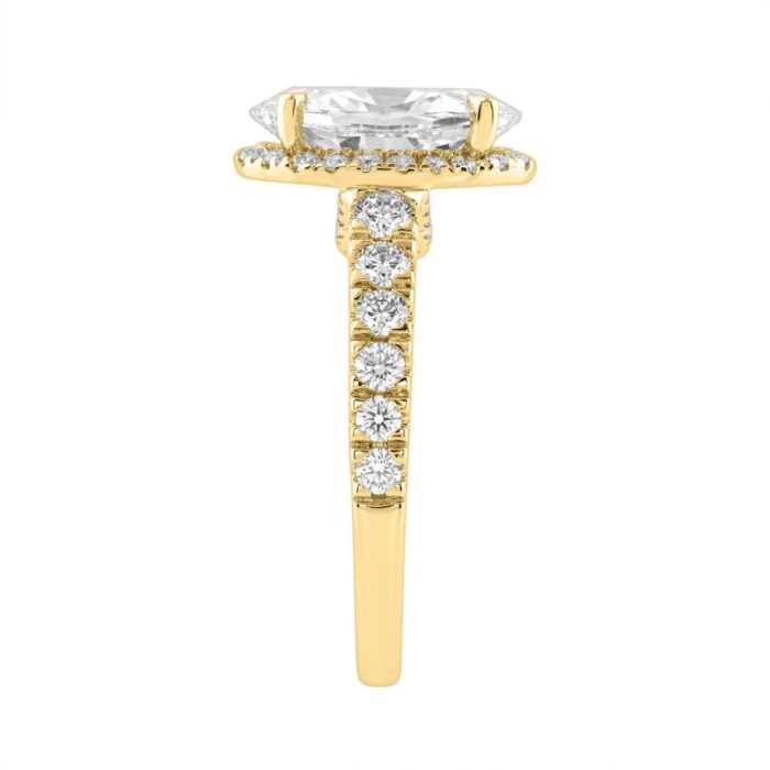 14K Yellow Gold 4 3/4Ct Oval Cut Lab-Grown Diamond Engagement Ring With Hidden Halo Round & Oval Bridal Ring Set For Women 4Ct Oval Center Stone ( - Image 2