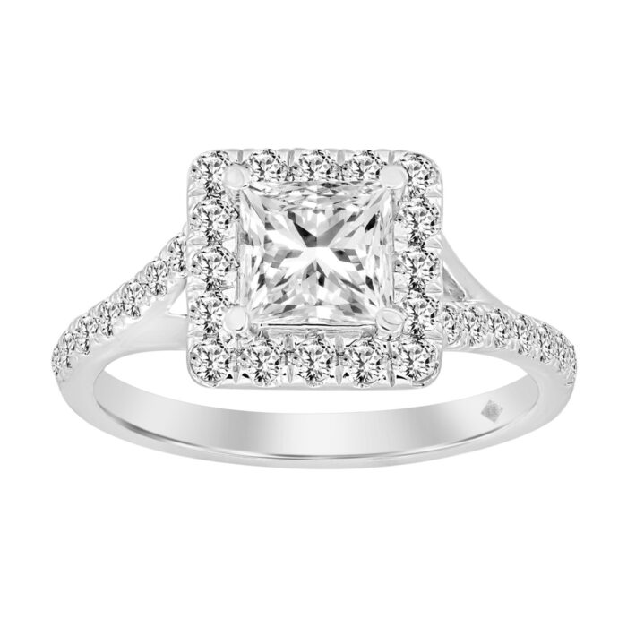 20890810_EC-102364W-1214x1214.jpg LADIES RING 1 1/2CT ROUND/PRINCESS DIAMOND 14K WHITE GOLD (CENTER STONE PRINCESS DIAMOND 1CT) - Image 1