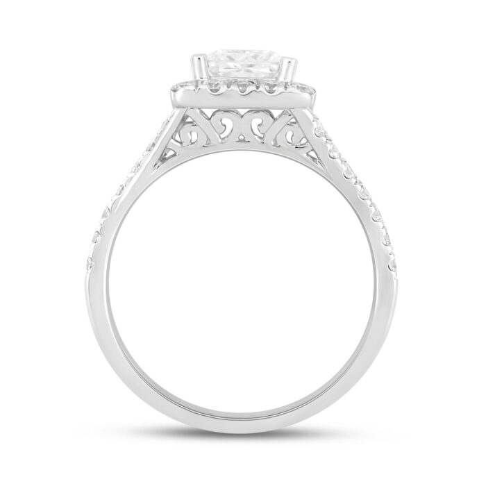 LADIES RING 1 1/2CT ROUND/PRINCESS DIAMOND 14K WHITE GOLD (CENTER STONE PRINCESS DIAMOND 1CT) - Image 2