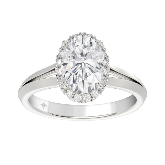 LADIES RING 2 1/6CT ROUND/OVAL DIAMOND 14K WHITE GOLD (CENTER STONE OVAL DIAMOND 2CT ) - Image 1