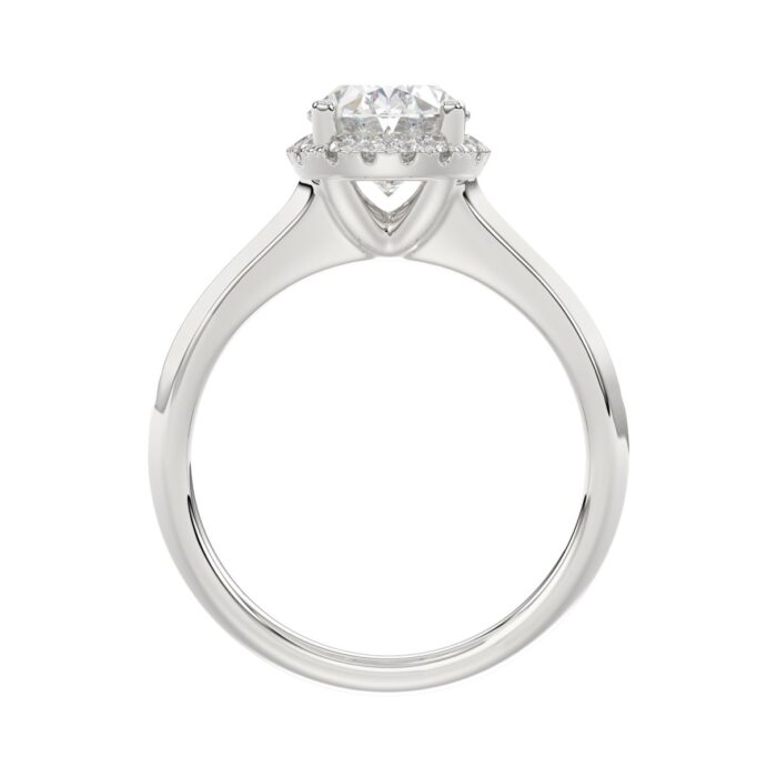 LADIES RING 2 1/6CT ROUND/OVAL DIAMOND 14K WHITE GOLD (CENTER STONE OVAL DIAMOND 2CT ) - Image 2