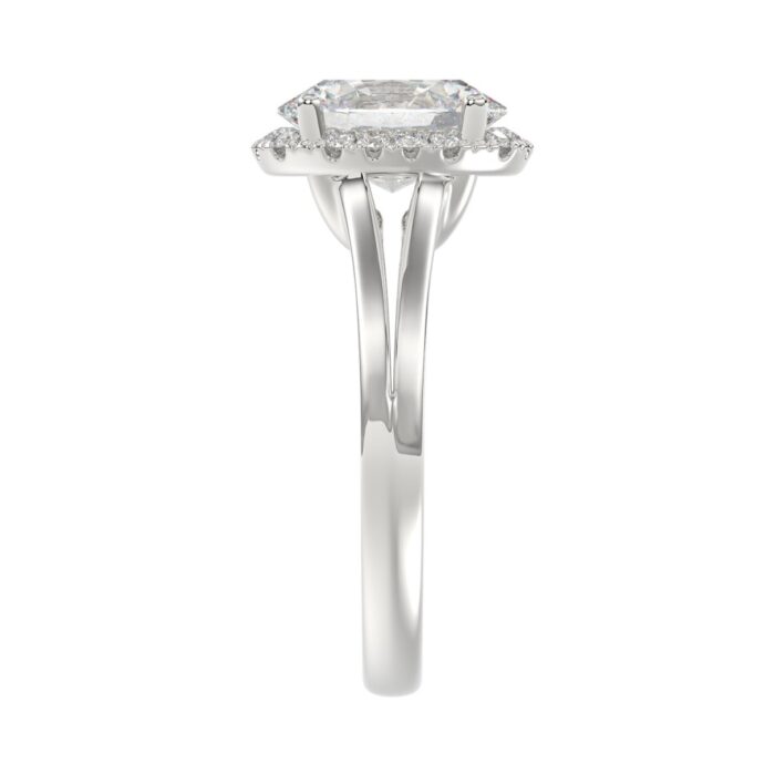 LADIES RING 2 1/6CT ROUND/OVAL DIAMOND 14K WHITE GOLD (CENTER STONE OVAL DIAMOND 2CT ) - Image 3